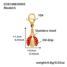316L Stainless Steel Red Enamel Zircon Beetle Multi-Charm Necklace & Bracelet Set - Image 4