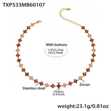 316L Stainless Steel Dopamine Four-Leaf Zircon Jewelry Set – Ring Necklace Bracelet Earrings