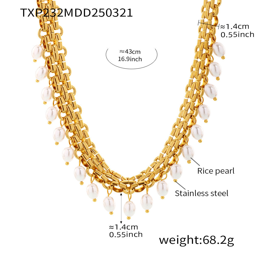 316L Stainless Steel Regal Multi-layer Beaded Tassel Necklace & Bracelet Set - Image 7