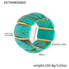 316L Stainless Steel Irregular Textured Wide Resin Stretch Bracelet