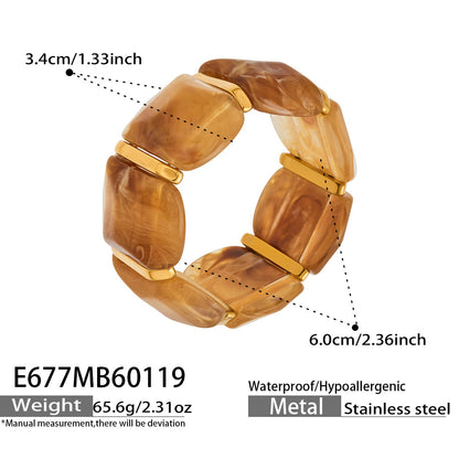 316L stainless steel resin chunky bangle bracelet brown color size chart waterproof hypoallergenic jewelry