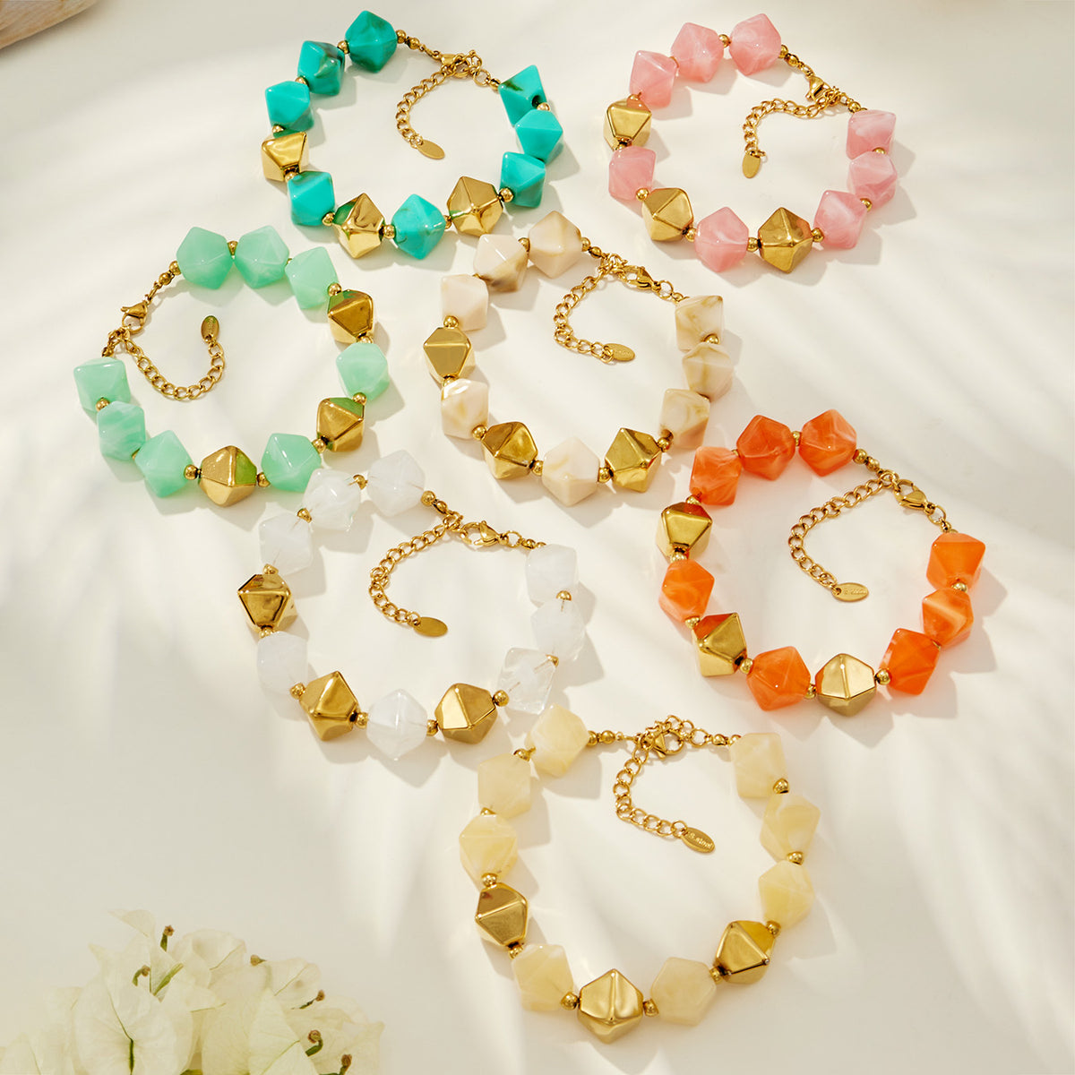 316L Stainless Steel 18K PVD Gold Resin Bracelet and Necklace Collection made with 316L stainless steel and 18K PVD gold finish for wholesale jewelry buyers - image 18