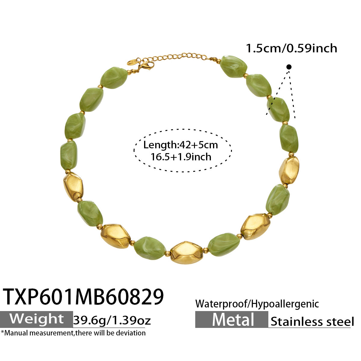 316L Stainless Steel 18K PVD Gold Resin Chain Bracelet & Necklace made with 316L stainless steel and 18K PVD gold finish for wholesale jewelry buyers - image 37