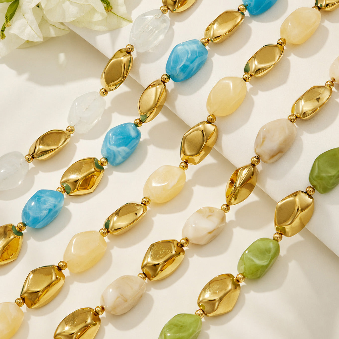 316L Stainless Steel 18K PVD Gold Resin Chain Bracelet & Necklace made with 316L stainless steel and 18K PVD gold finish for wholesale jewelry buyers - image 5