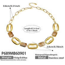 Elegant 316L stainless steel resin square necklace