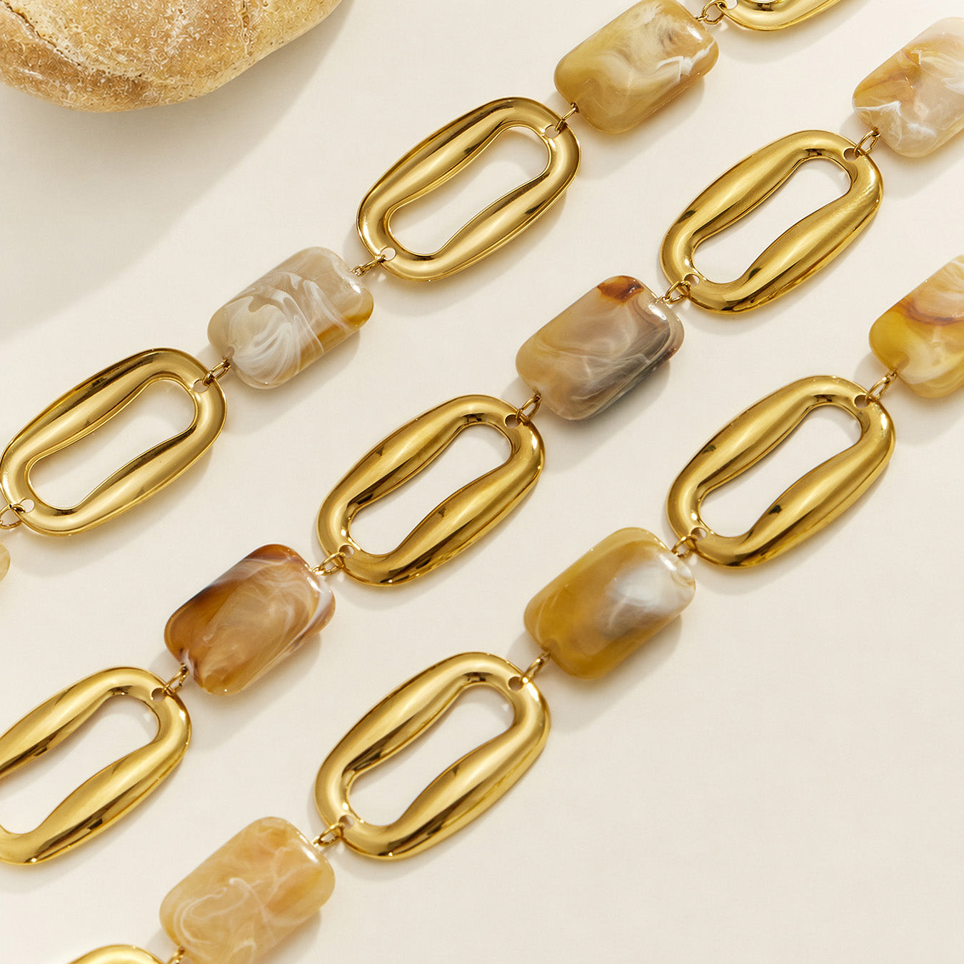 316L Stainless Steel 18K PVD Gold Resin Square Necklace made with 316L stainless steel and 18K PVD gold finish for wholesale jewelry buyers - image 4