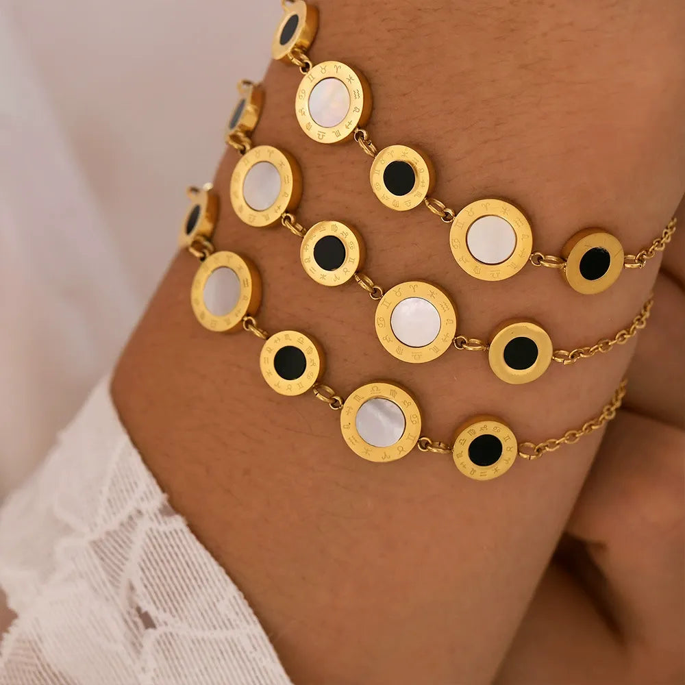 316L Stainless Steel Reversible Roman Numeral Charm Bracelet - Image 2