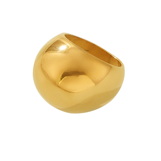 316L Stainless Steel High-Polish Dome Statement Ring | 18K PVD Gold