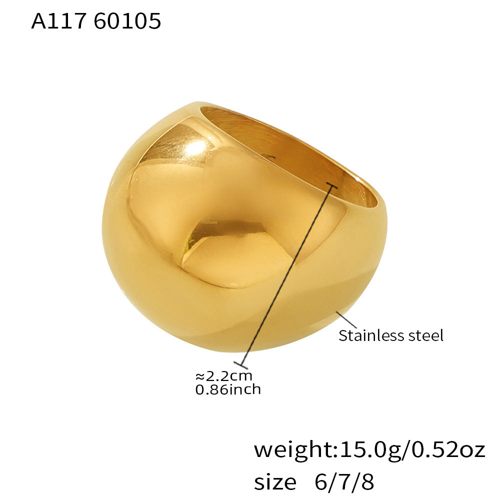 316L Stainless Steel High-Polish Dome Statement Ring | 18K PVD Gold