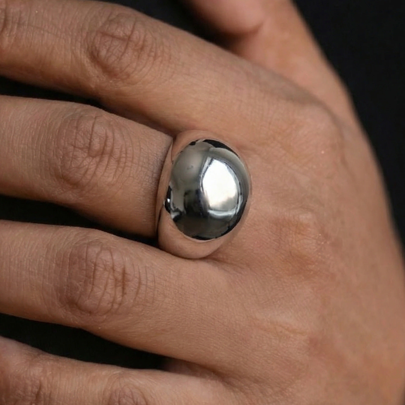 316L Stainless Steel High-Polish Dome Statement Ring | 18K PVD Gold