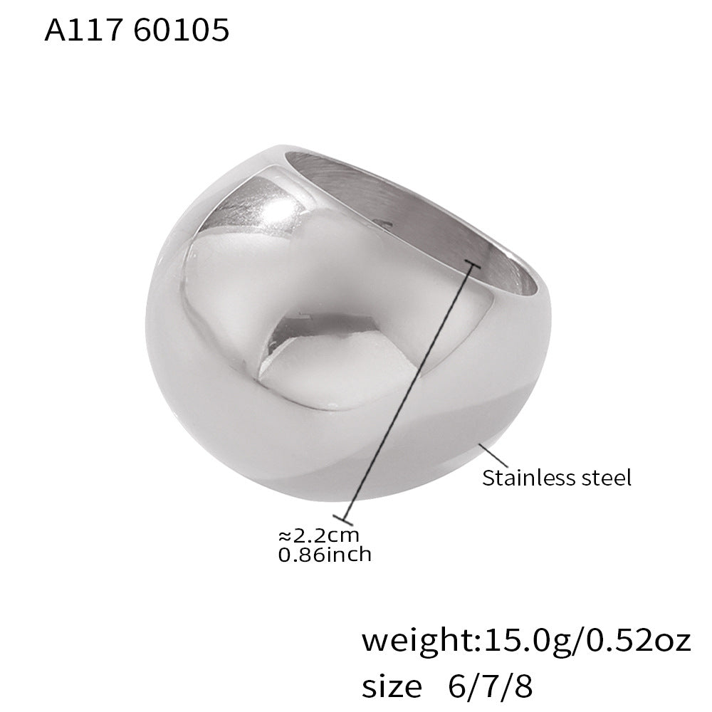 316L Stainless Steel High-Polish Dome Statement Ring | 18K PVD Gold