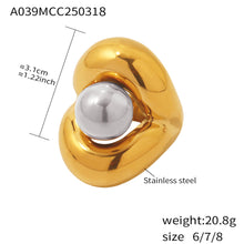 Elegant 316L stainless steel ring with a gold finish