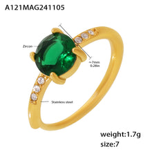 Elegant 316L stainless steel adjustable ring with rosy zirconia