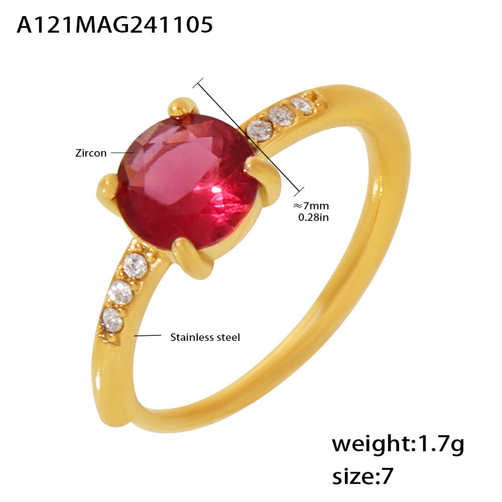 316L Stainless Steel 18K PVD Gold Rosy Zirconia Adjustable Ring made with 316L stainless steel and 18K PVD gold finish for wholesale jewelry buyers - image 6