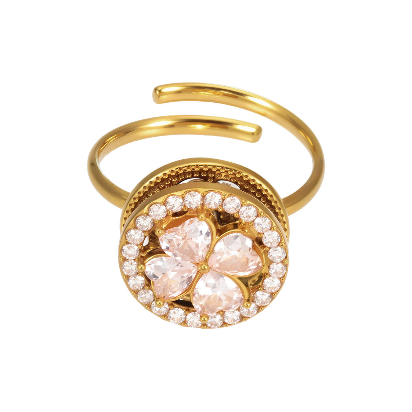 Side view of the Rotating Flower Ring showcasing the design