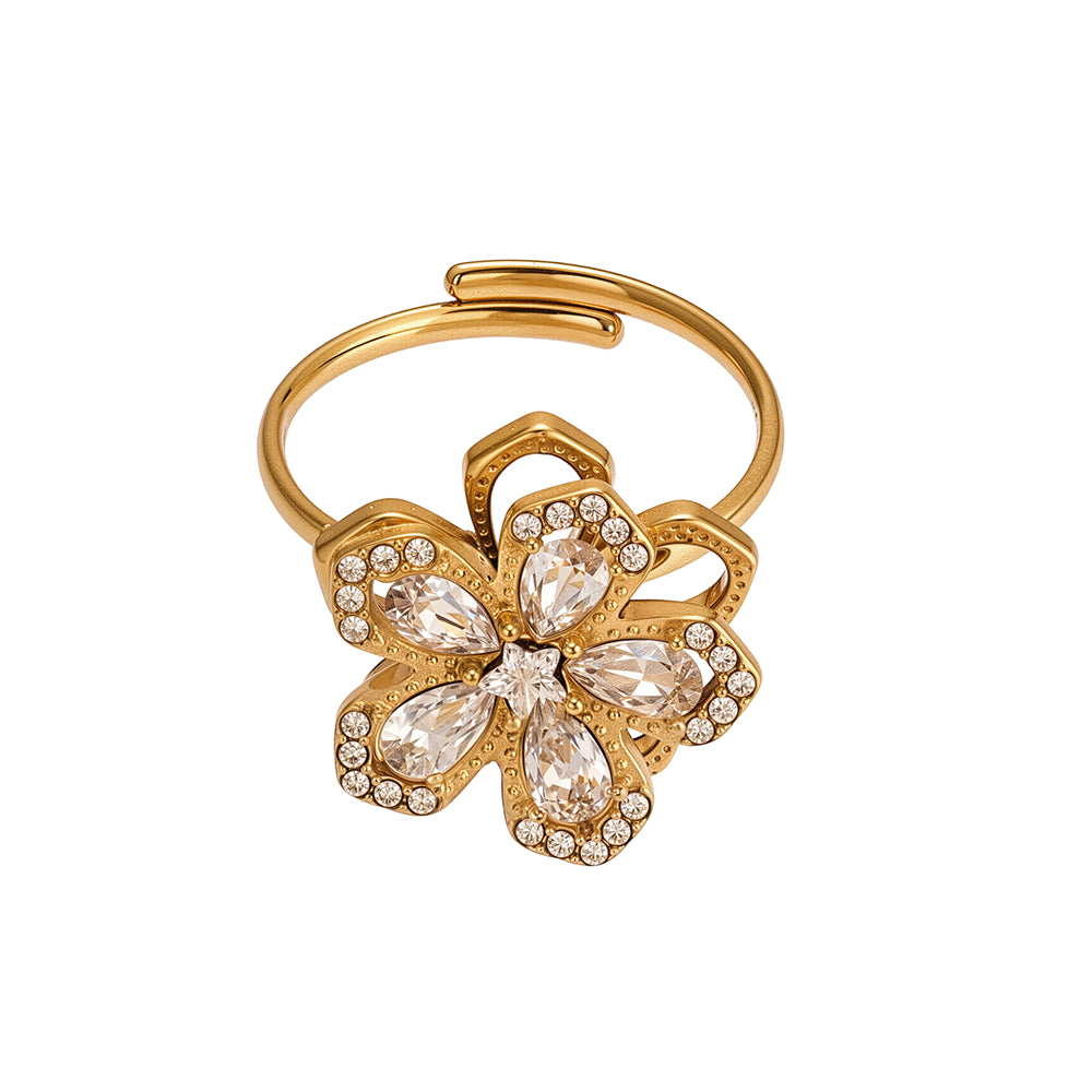 316L Stainless Steel 18K PVD Gold Rotating Flower Ring made with 316L stainless steel and 18K PVD gold finish for wholesale jewelry buyers - image 5