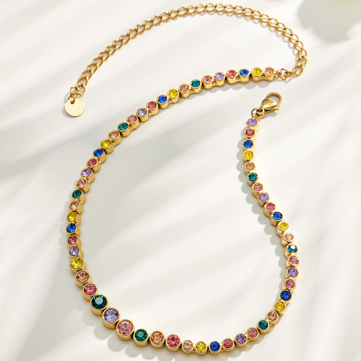 316L Stainless Steel 18K PVD Gold Round Zircon Bracelet made with 316L stainless steel and 18K PVD gold finish for wholesale jewelry buyers - image 19
