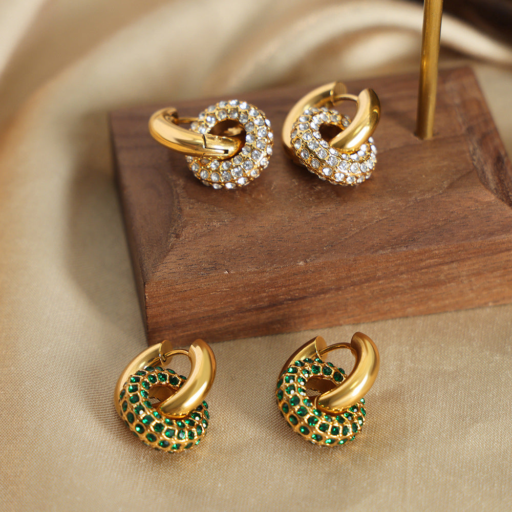 316L Stainless Steel 18K PVD Gold Round Zircon Earrings made with 316L stainless steel and 18K PVD gold finish for wholesale jewelry buyers - image 3