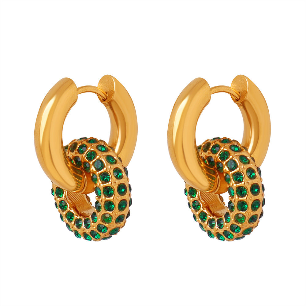 316L Stainless Steel 18K PVD Gold Round Zircon Earrings made with 316L stainless steel and 18K PVD gold finish for wholesale jewelry buyers - image 9