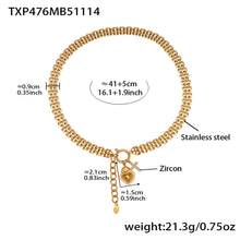 16L stainless steel heart charm bracelet in silver with size details, adjustable chain
