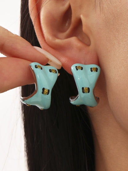 316L Stainless Steel Sculptural Enamel Stud Earrings - Image 1