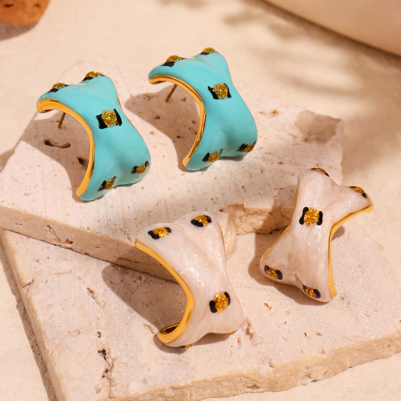 316L Stainless Steel Sculptural Enamel Stud Earrings - Image 10