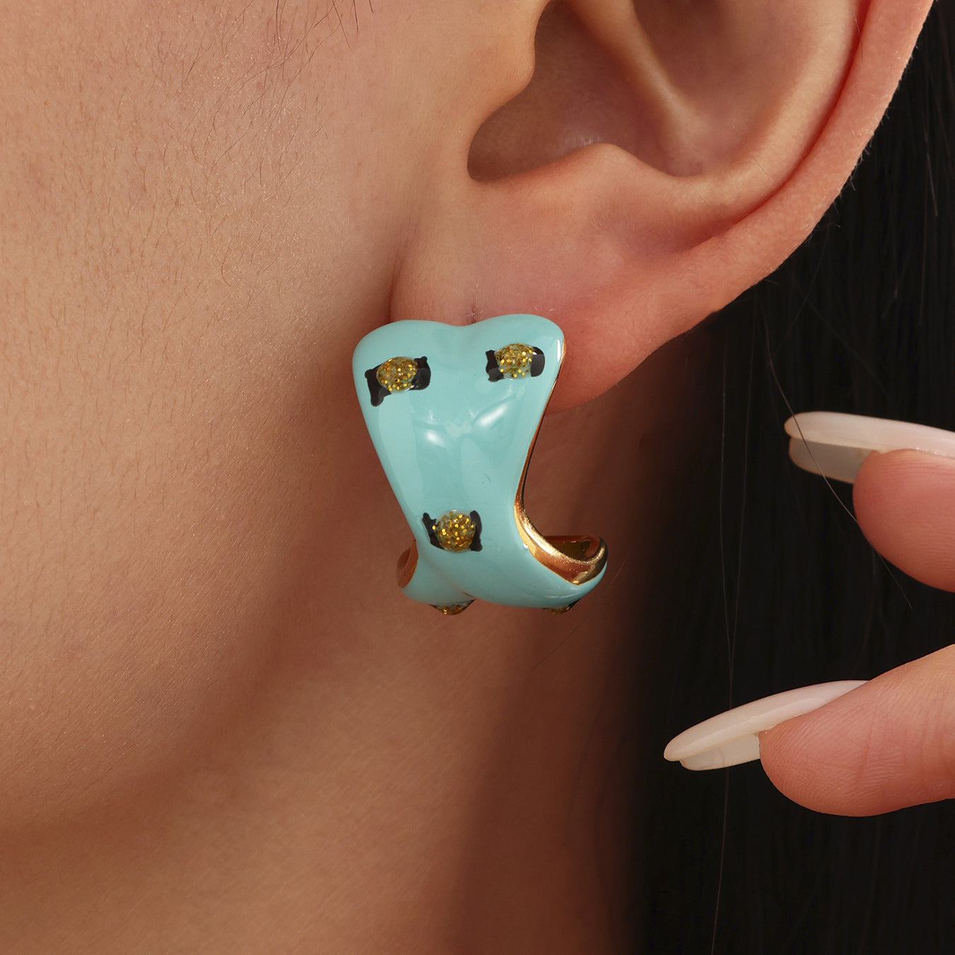 316L Stainless Steel Sculptural Enamel Stud Earrings - Image 11