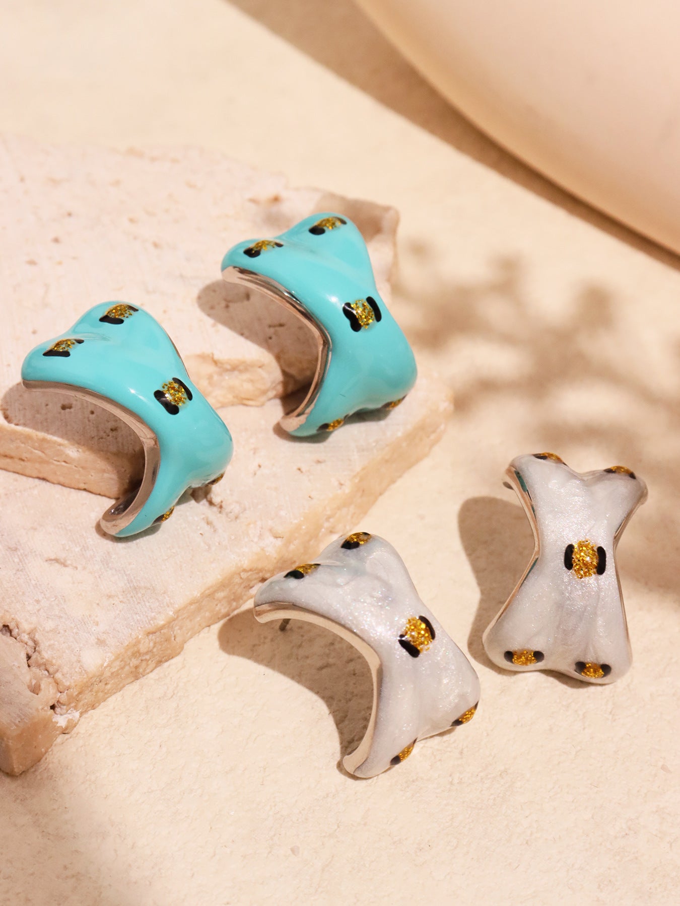 316L Stainless Steel Sculptural Enamel Stud Earrings - Image 2