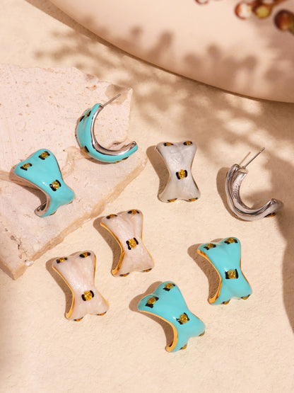 316L Stainless Steel Sculptural Enamel Stud Earrings - Image 4