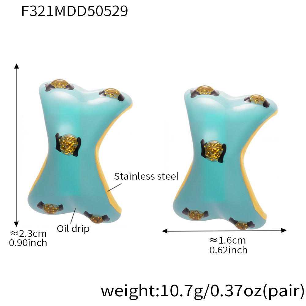 316L Stainless Steel Sculptural Enamel Stud Earrings - Image 5