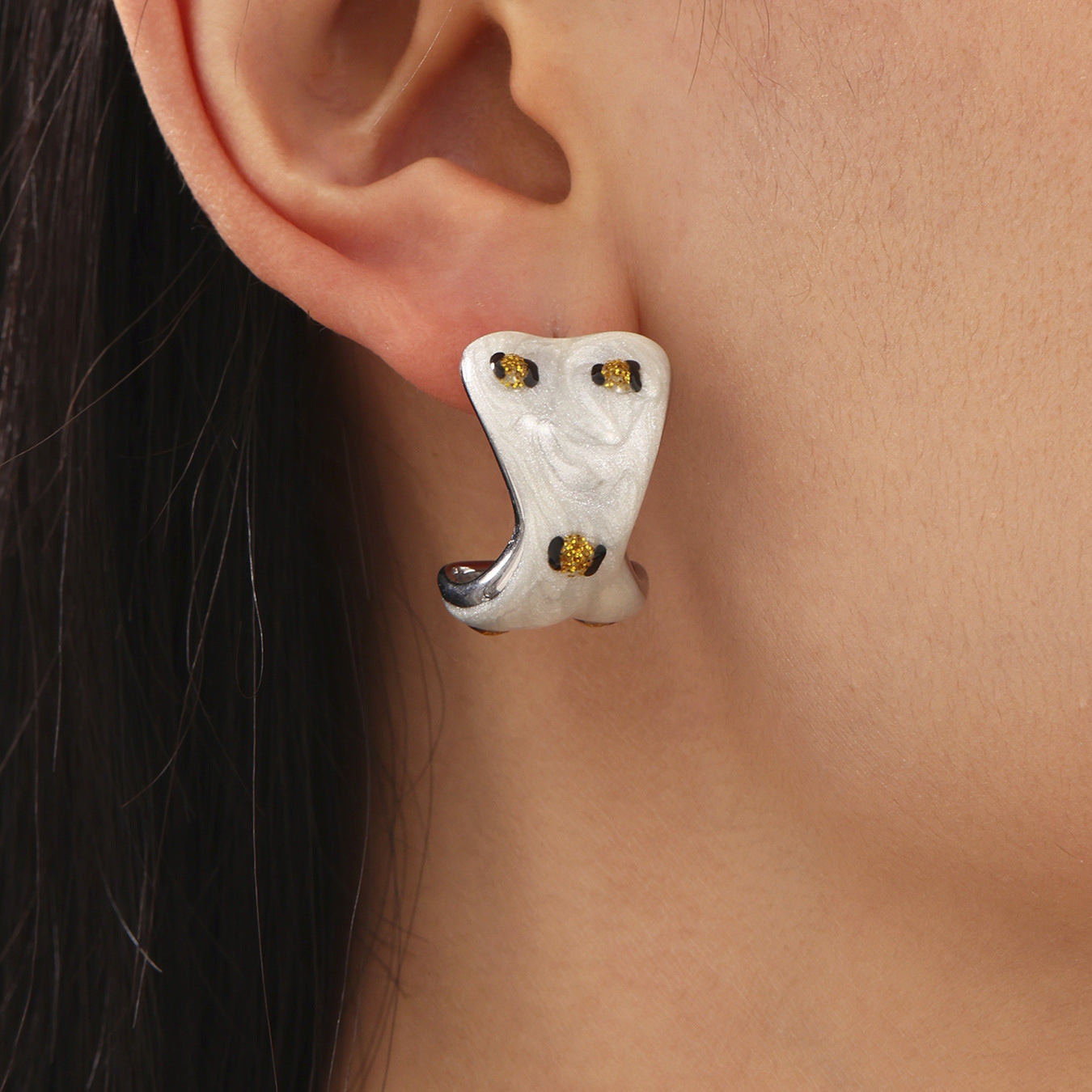 316L Stainless Steel Sculptural Enamel Stud Earrings - Image 6