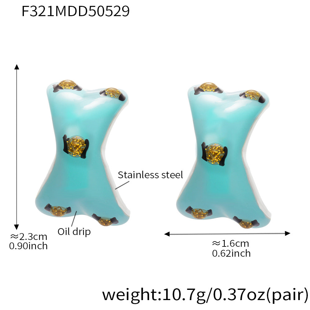 316L Stainless Steel Sculptural Enamel Stud Earrings - Image 7