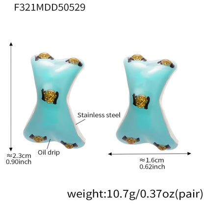 316L Stainless Steel Sculptural Enamel Stud Earrings - Image 7