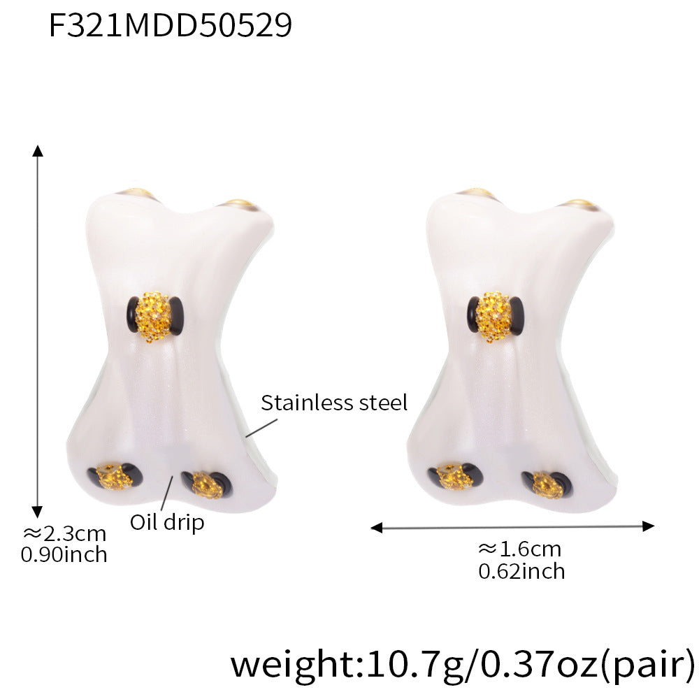 316L Stainless Steel Sculptural Enamel Stud Earrings - Image 8