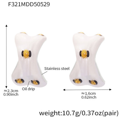 316L Stainless Steel Sculptural Enamel Stud Earrings - Image 8