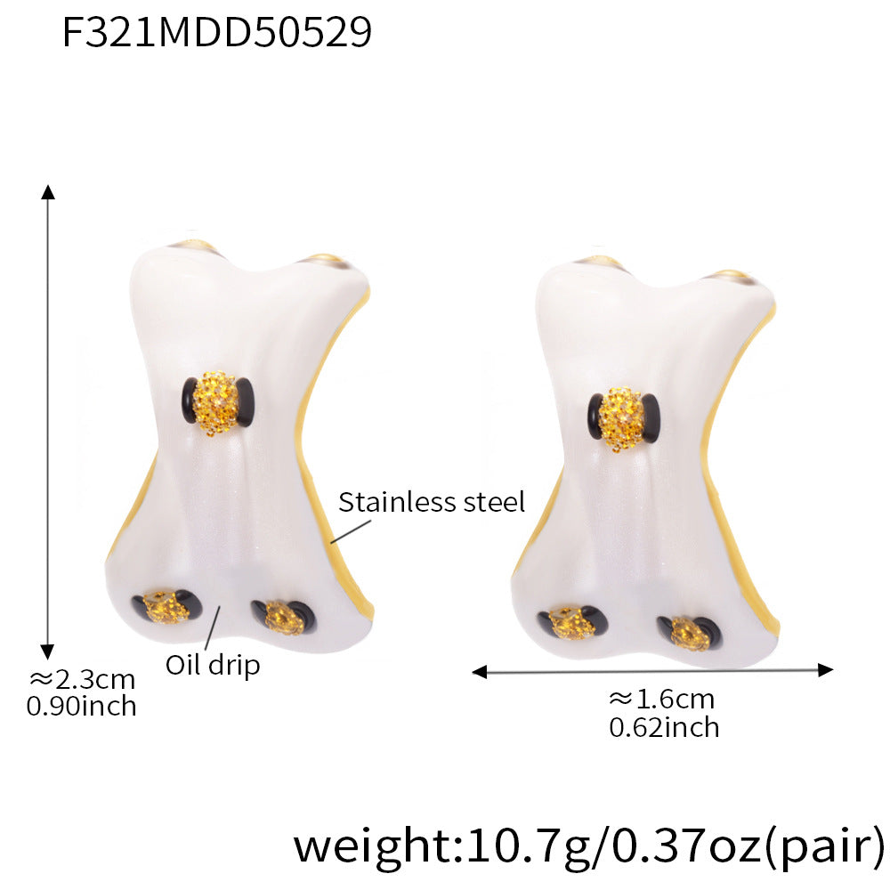 316L Stainless Steel Sculptural Enamel Stud Earrings - Image 9