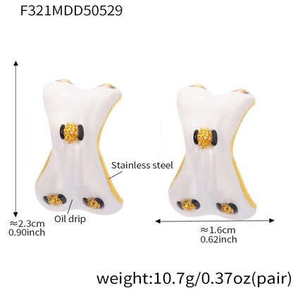 316L Stainless Steel Sculptural Enamel Stud Earrings - Image 9