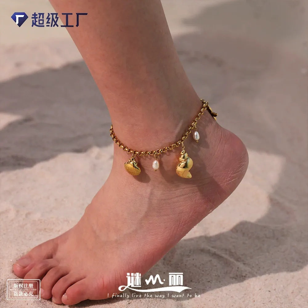 316L Stainless Steel Seaside Charm Bracelet & Pendant Collection - Image 1