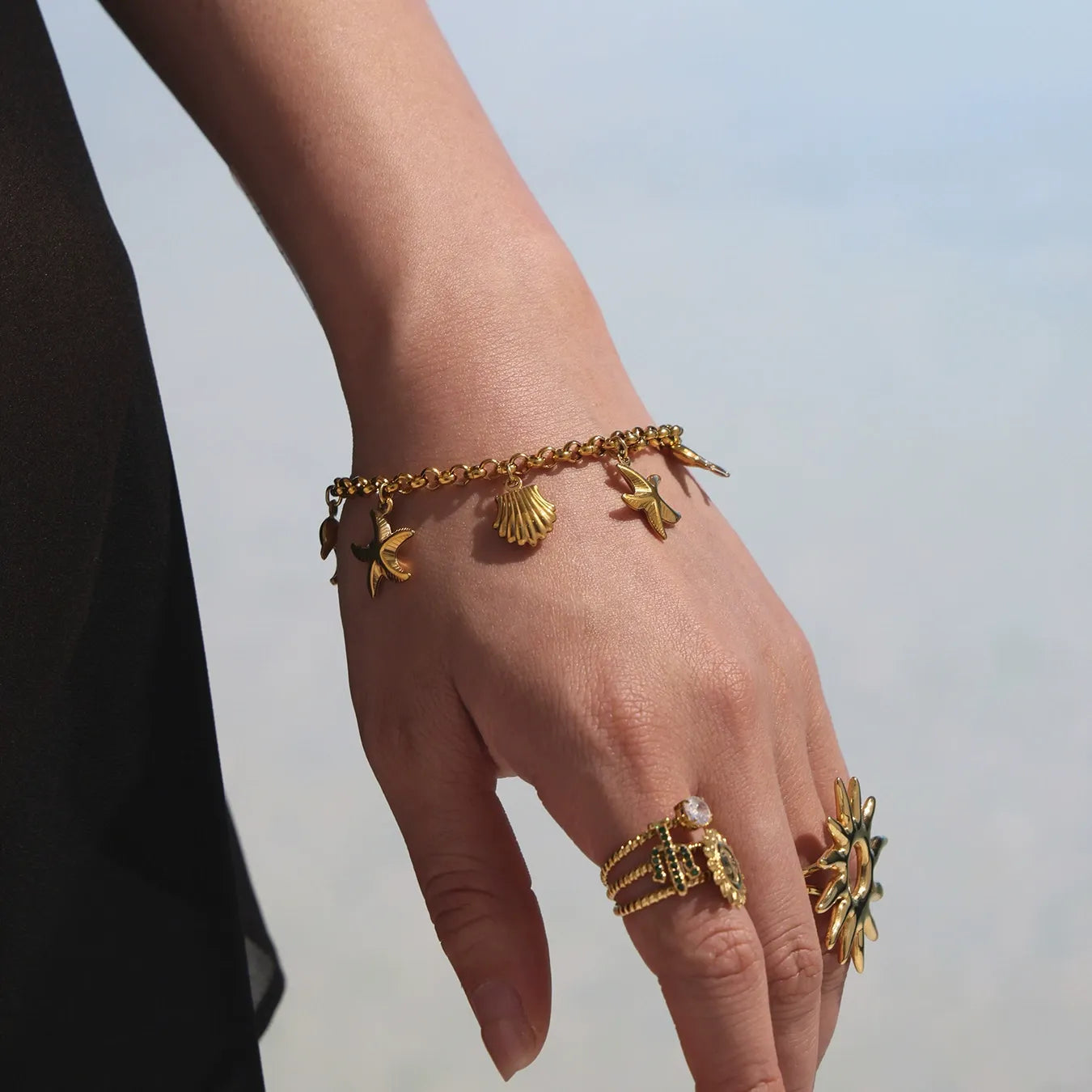 316L Stainless Steel Seaside Charm Bracelet & Pendant Collection - Image 3