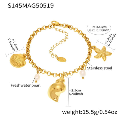 316L Stainless Steel Seaside Charm Bracelet & Pendant Collection - Image 7