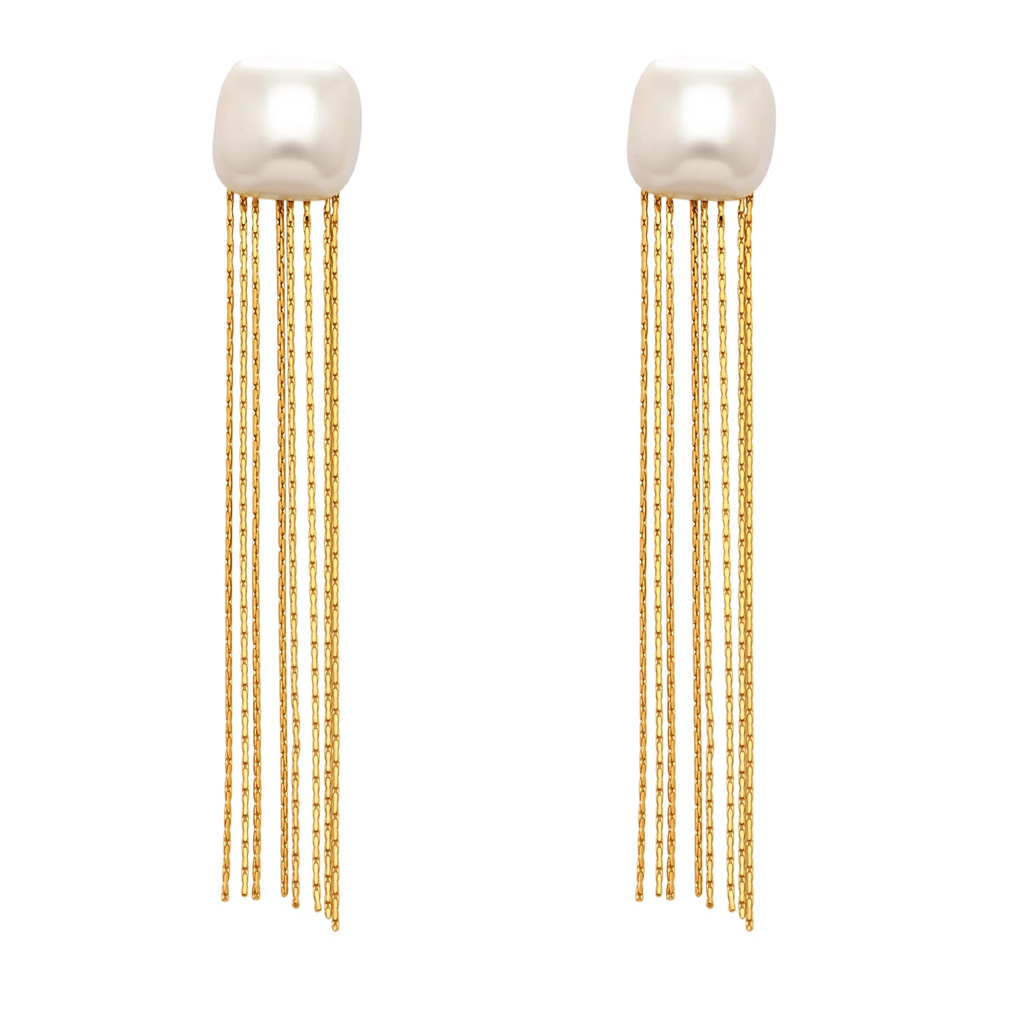 316L stainless steel shell bead tassel drop earrings