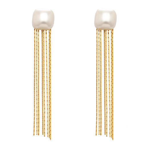 316L stainless steel shell bead tassel drop earrings