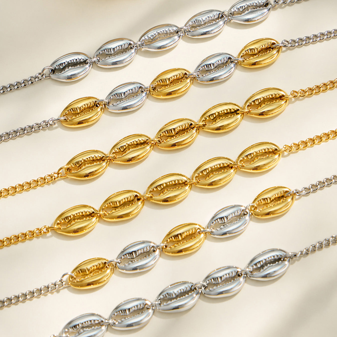 316L Stainless Steel 18K PVD Gold Shell Bracelet made with 316L stainless steel and 18K PVD gold finish for wholesale jewelry buyers - image 4