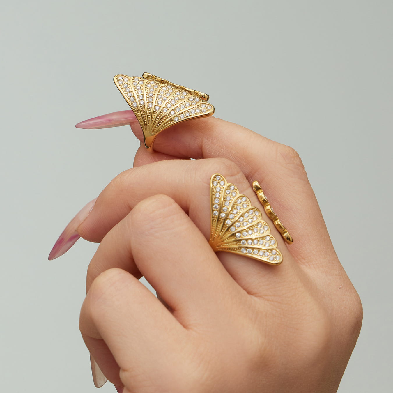 316L Stainless Steel Shell Zircon Open Ring Wholesale