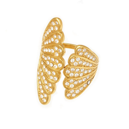 316L stainless steel shell zircon open ring gold plated wholesale jewelry