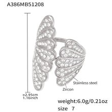 316L Stainless Steel Shell Zircon Open Ring Wholesale
