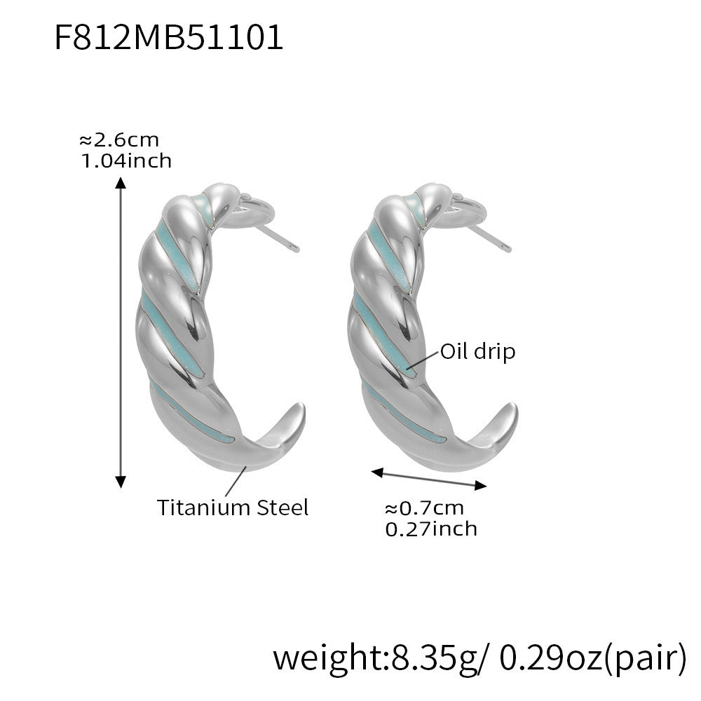 316L Stainless Steel C-Hoop Spiral Enamel Drop Earrings