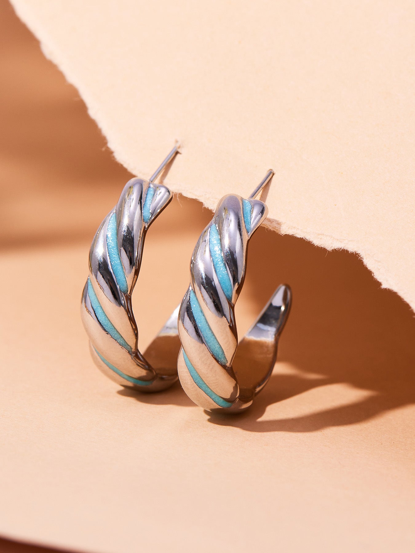 316L Stainless Steel C-Hoop Spiral Enamel Drop Earrings