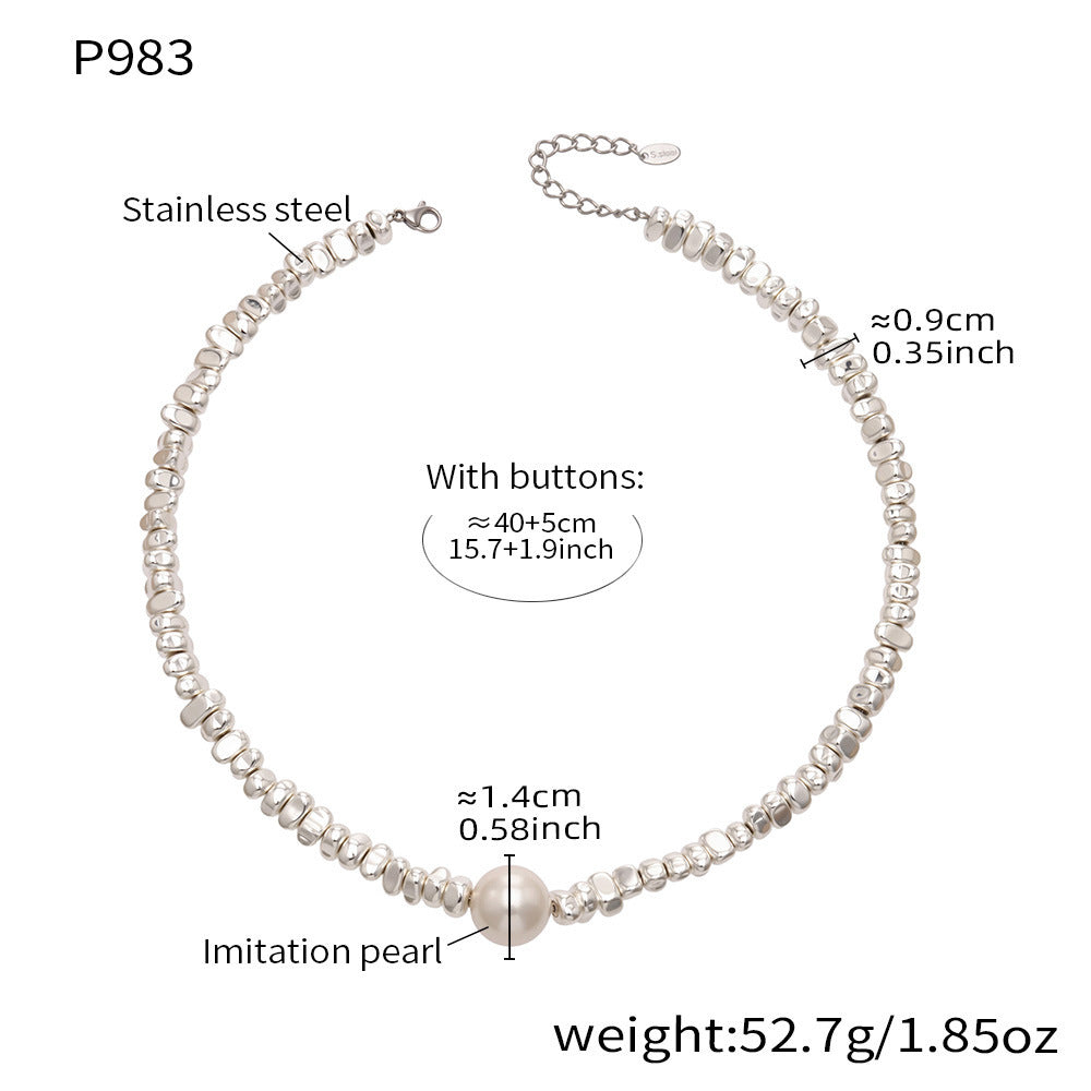 wholesale 316L stainless steel irregular pearl chain necklace for private label brands