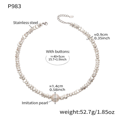 wholesale 316L stainless steel irregular pearl chain necklace for private label brands